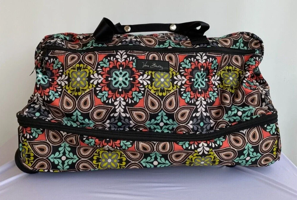 Vera Bradley Rolling Duffel Bag Overnight Weekend Carry On Luggage Sierra